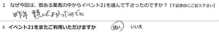 昨年頼んでよかったので。