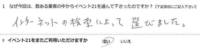 インターネットの検索によって選びました