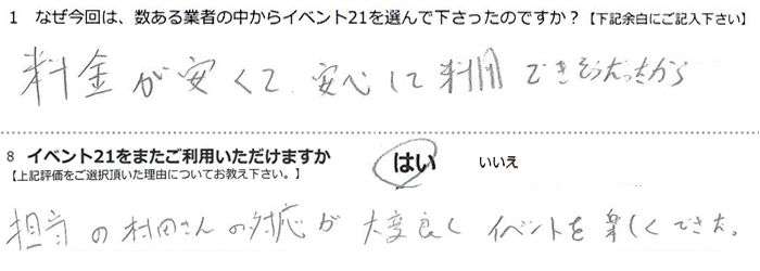 �����������Ĉ��S���ė��p�ł���������������
�S���̑��c����̑Ή�����ς悭�A�C�x���g���y�����ł����B
