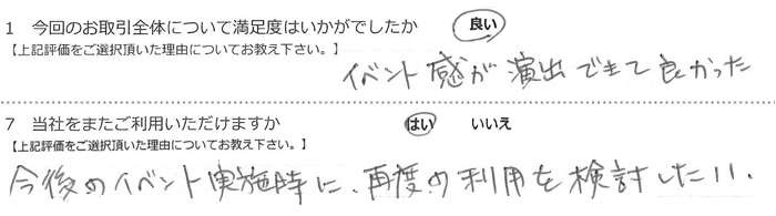 �C�x���g�������o�ł��ėǂ������B����̃C�x���g���{���ɁA�ēx�̗��p�������������B