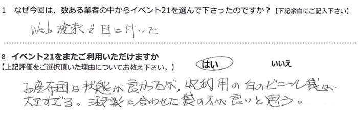 Web�����Ŗڂɕt�����B
�����z�c�͏�Ԃ��ǂ��������A���[�p�̔��̃r�j�[���܂��傫������B
�������ɍ��킹���܂̕����ǂ��Ǝv���B