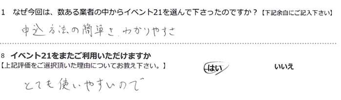 申込方法の簡単さ、わかりやすさ。
とても使いやすいので。