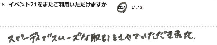 �X�s�[�f�B�ŃX���[�Y�Ȏ���������Ă��������܂����B