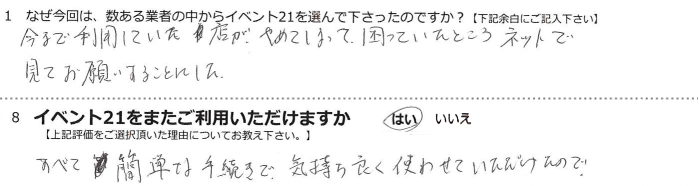 ���܂ŗ��p���Ă����X����߂Ă��܂��āA�����Ă����Ƃ���l�b�g�Ō��Ă��肢���邱�Ƃɂ����B
���ׂĊȒP�Ȏ葱���ŁA�C�����ǂ��g�킹�Ă����������̂ŁB