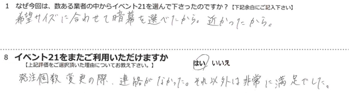 ��]�T�C�Y�ɍ��킹�ĈÖ���I�ׂ�����B�߂���������B
�������ύX�̍ہA�A�����Ȃ������B����ȊO�͔��ɖ����ł����B