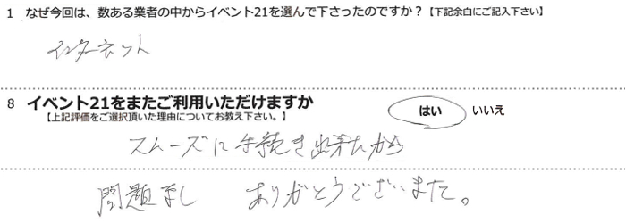 �C���^�[�l�b�g�B
�X���[�Y�Ɏ葱���o��������B
���Ȃ��@���肪�Ƃ��������܂����B