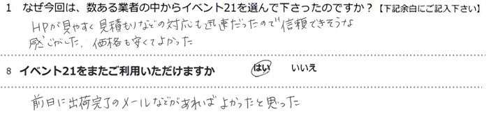 HP�����₷���A���ς�Ȃǂ̑Ή����v���������̂ŐM���ł������Ȋ����������B���i�������Ă悩�����B
�O���ɏo�׊����̃��[���Ȃǂ�����΂悩�����Ǝv�����B