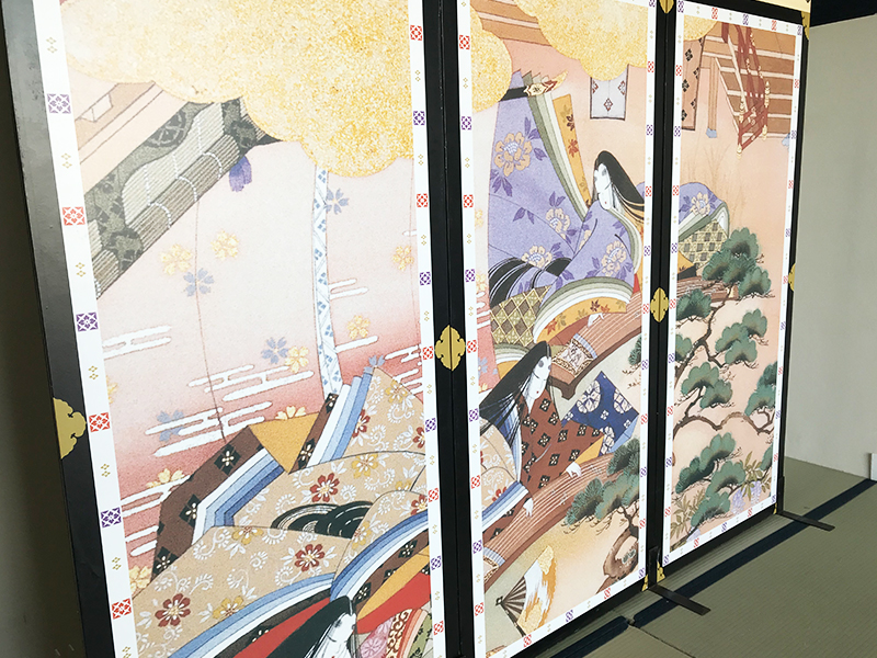 平安絵巻柄パーテーション レンタル